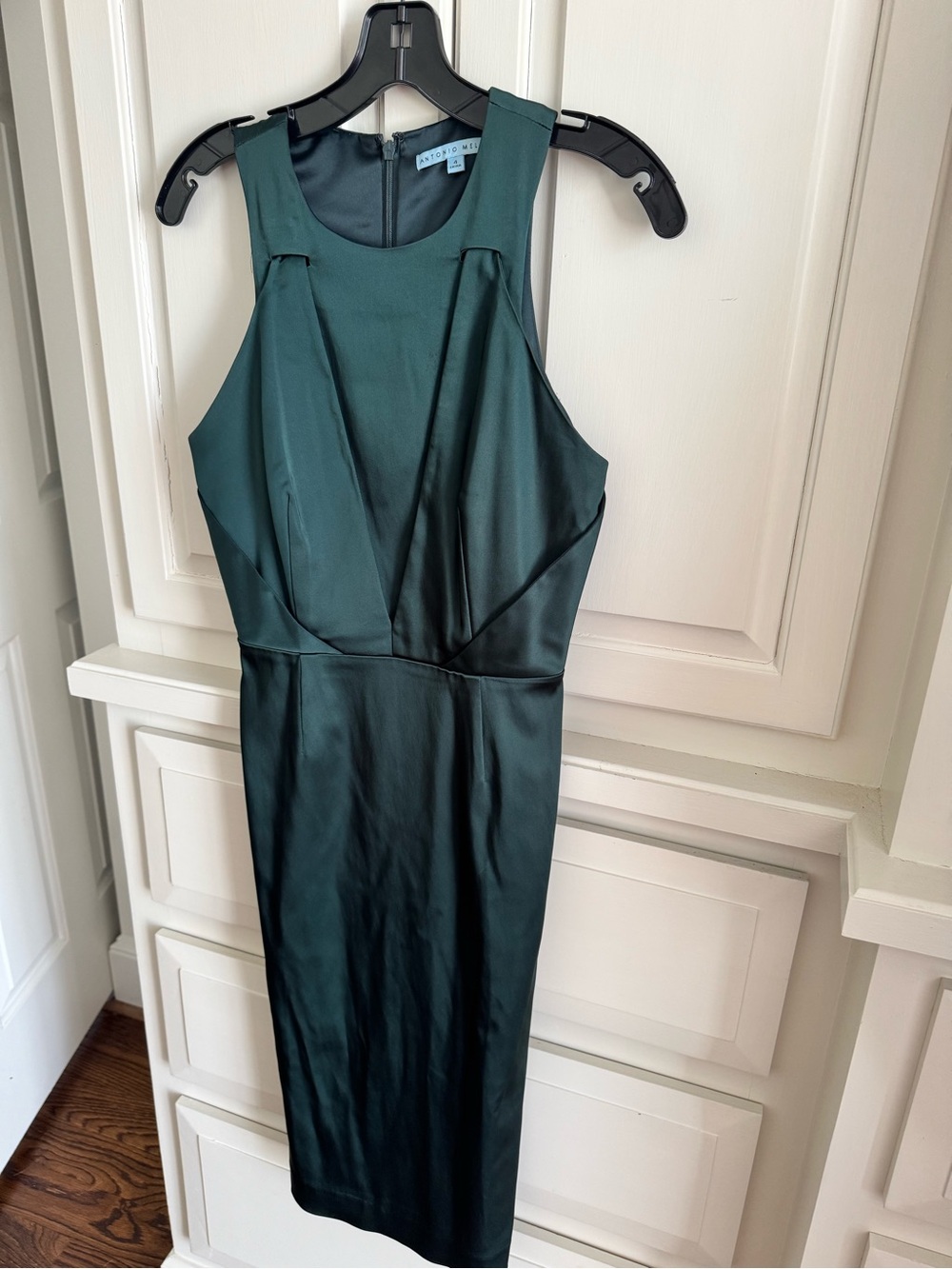 ANTONIO MELANI Deep Green Sleeveless Sheath Midi Dress
